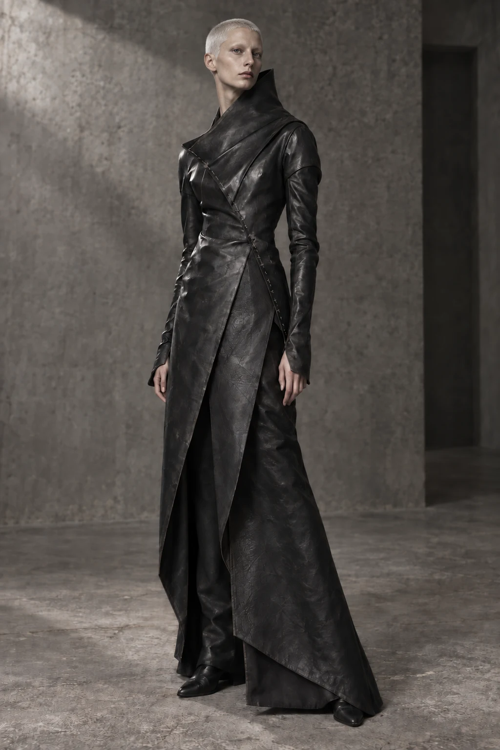 AZ-01 DRESS #0001 [LIMEN] — Coat dress, full-length look