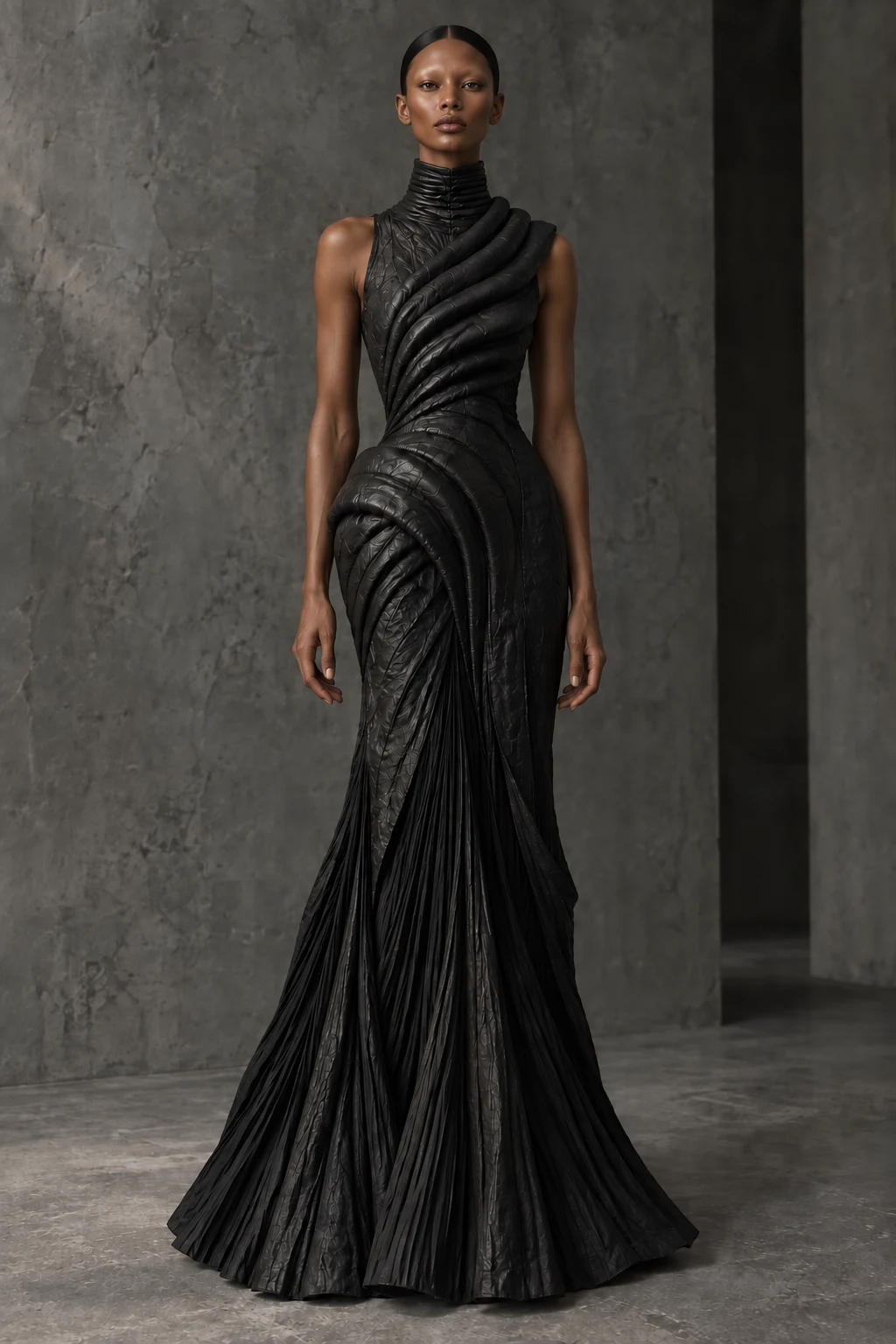 AZ-03 DRESS #0003 [HELIX] — Sculptural gown, full-length look