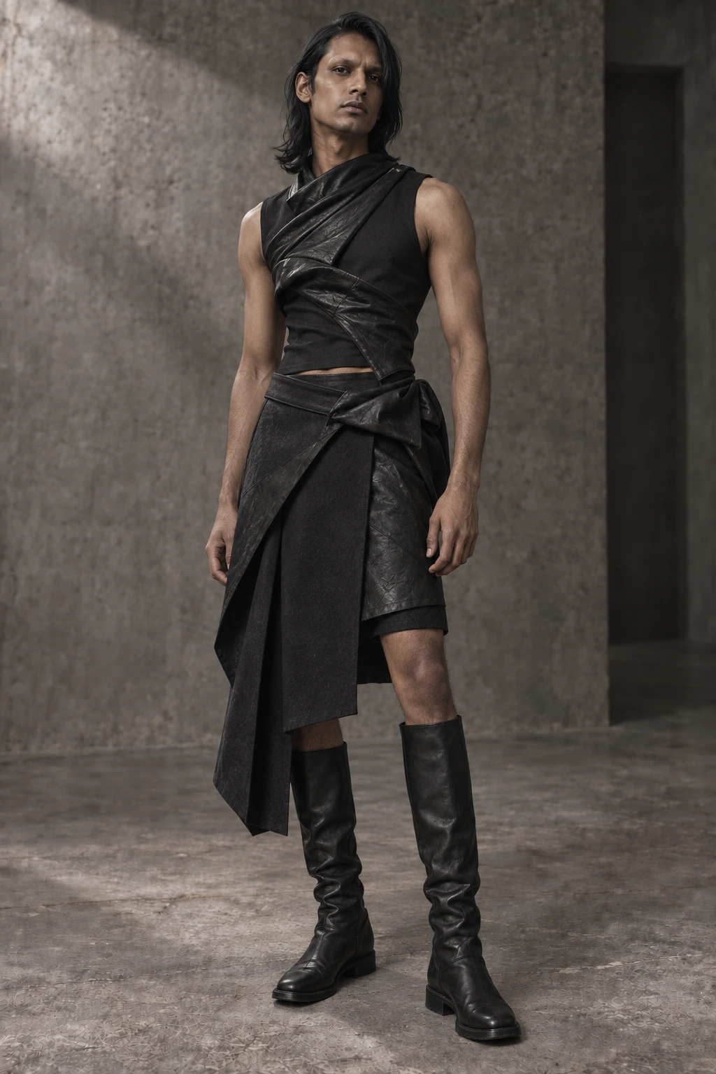 AZ-24 FORM #0024 [TORSION] — Wrapped top / asymmetric skirt, full-length look