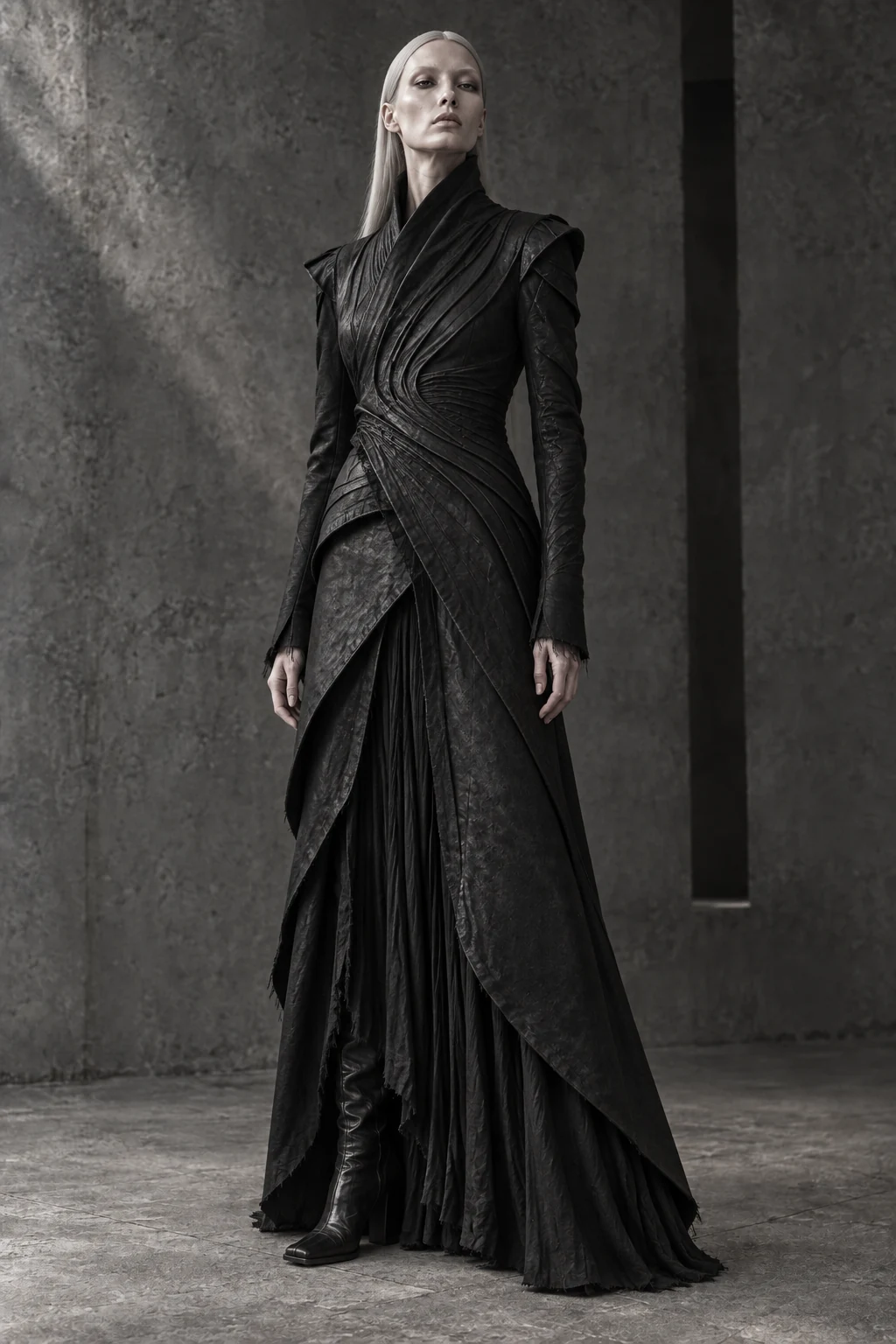 AZ-07 DRESS #0007 [AXIOM] — Sculptural coat dress, full-length look