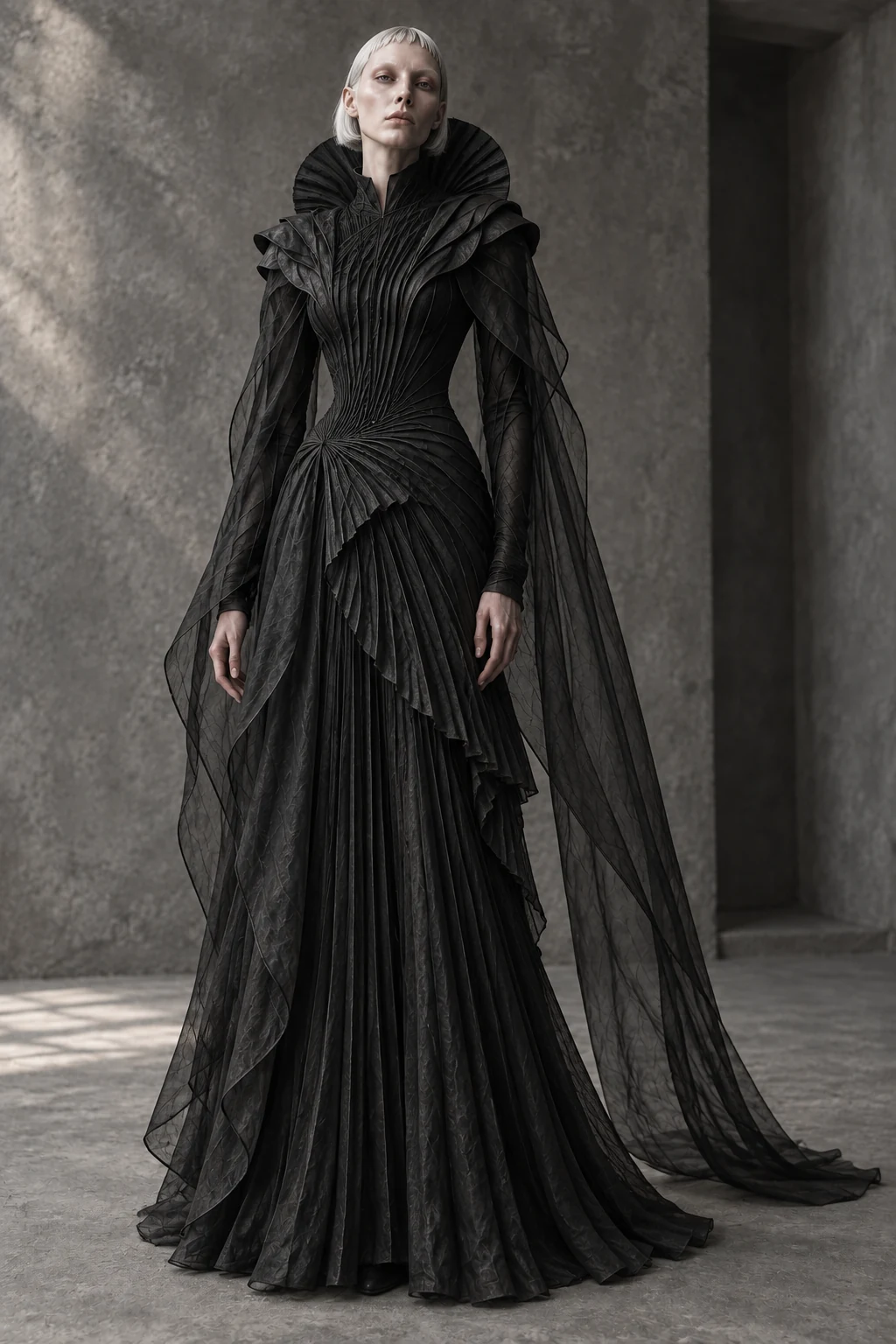 AZ-10 DRESS #0010 [LACUNA] — Membrane gown, full-length look